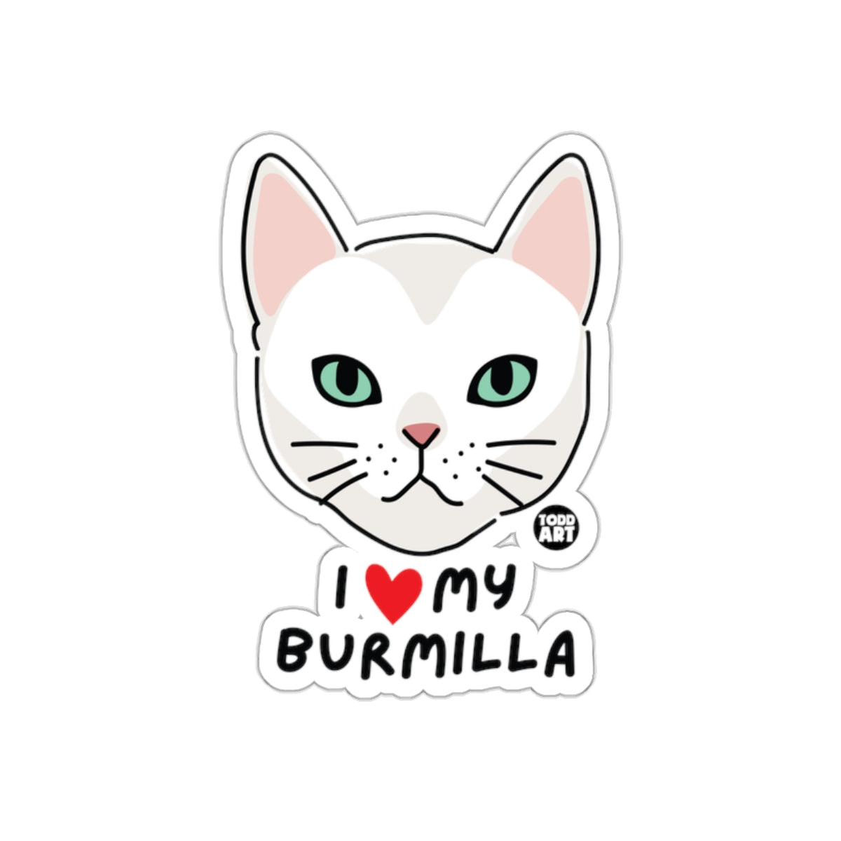 I Love My Burmilla Cat Sticker Cute Feline Print