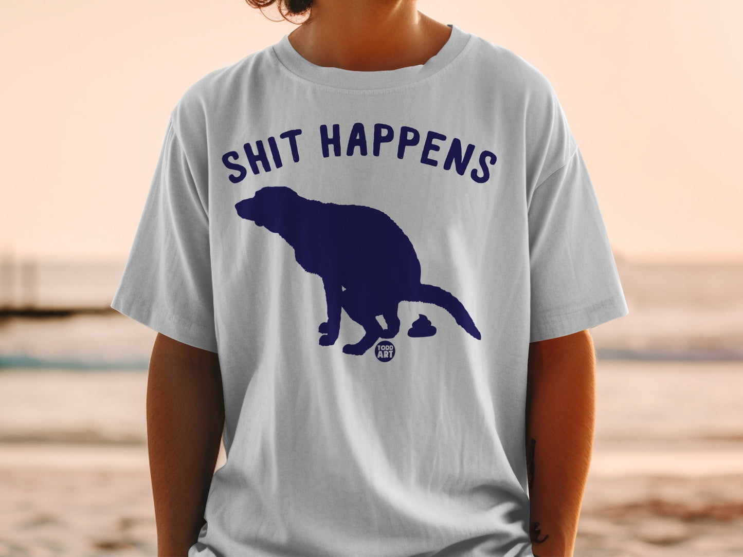 Shit Happens Dog Graphic Print Funny Casual Shirt