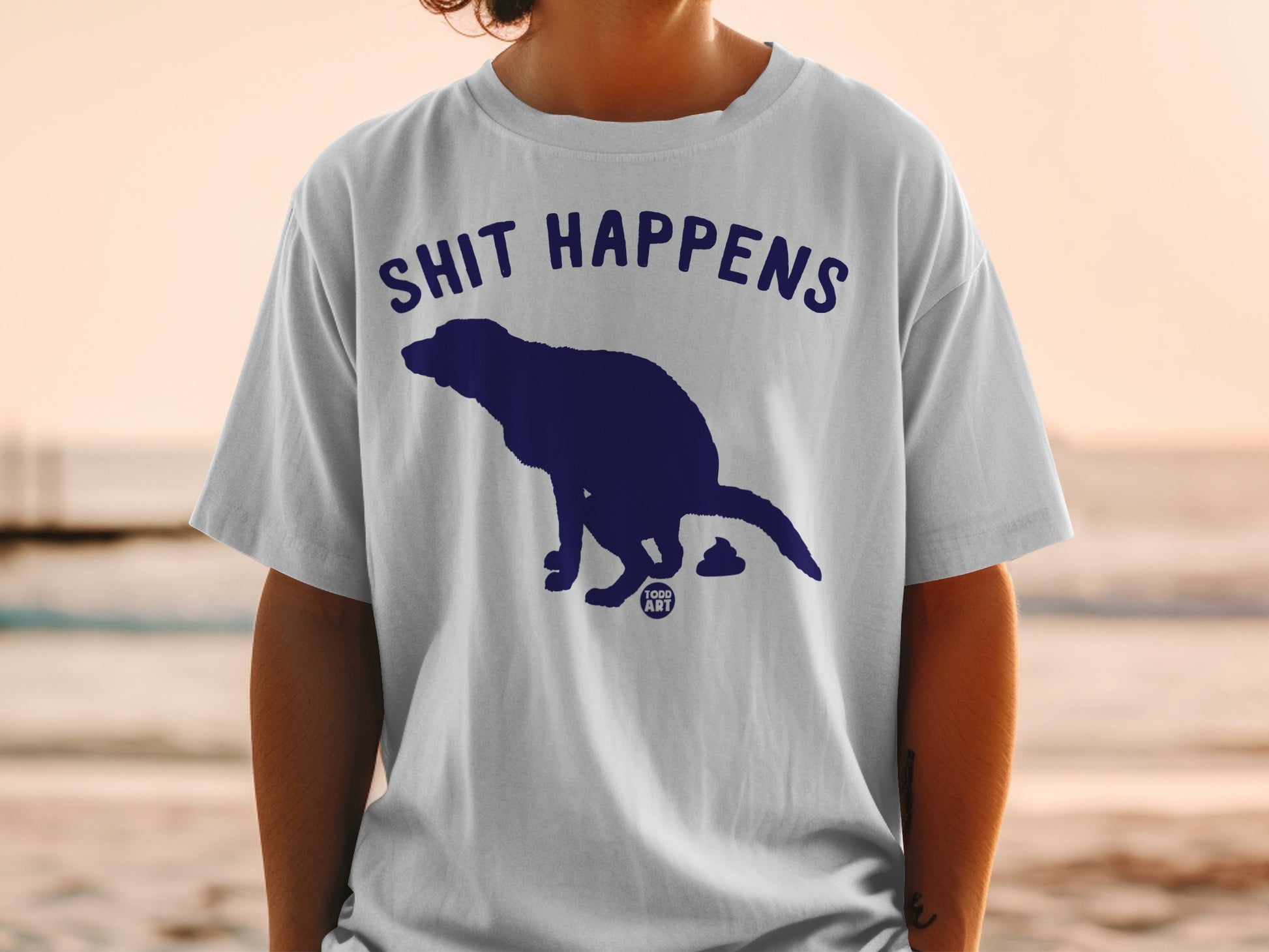Shit Happens Dog Graphic Print Funny Casual Shirt