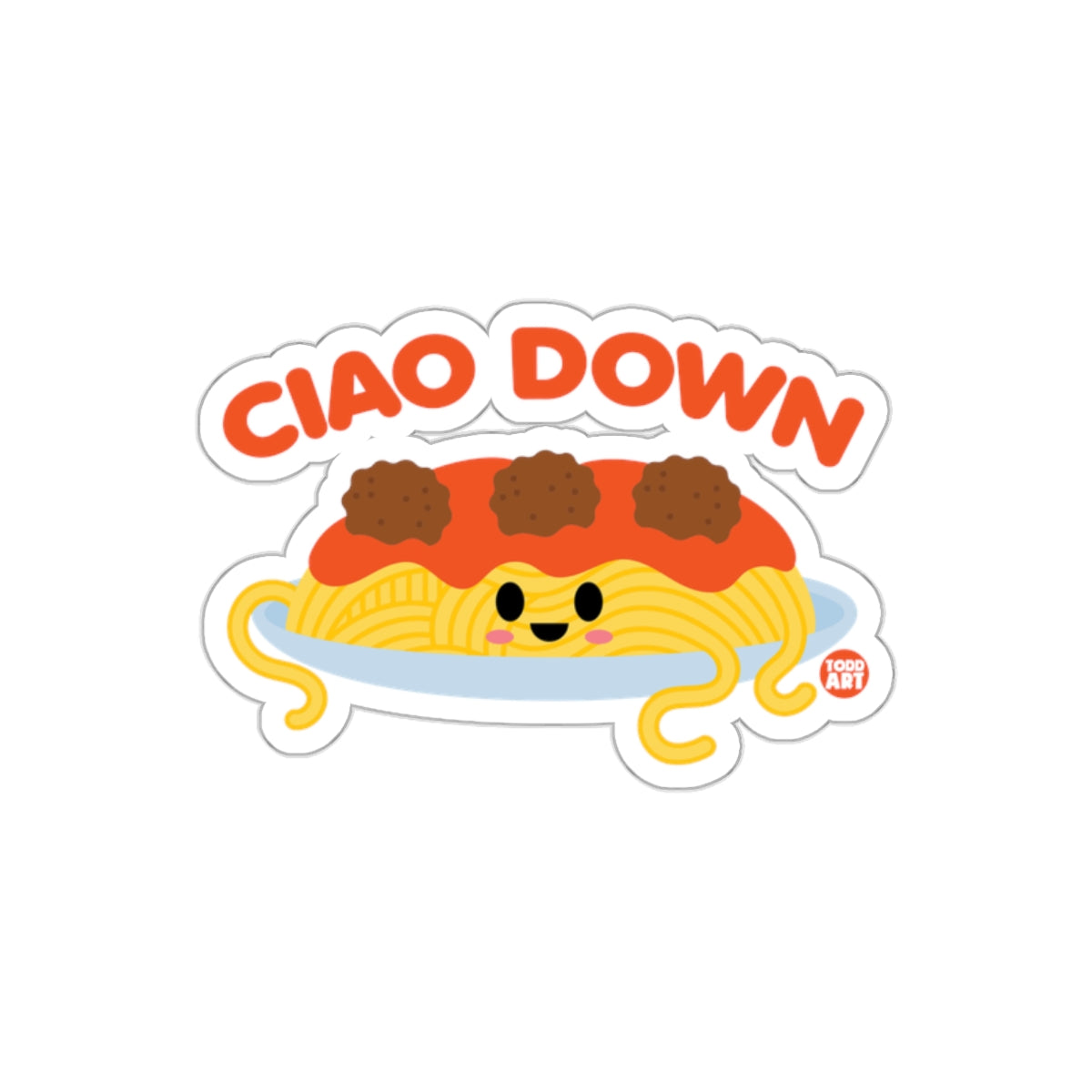 Ciao Down Cute Spaghetti with Meatballs Sticker