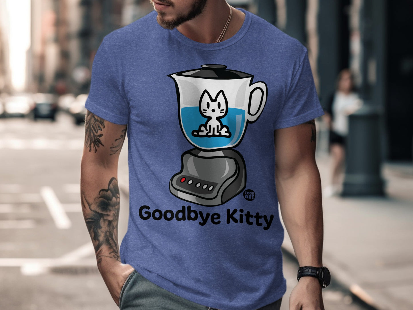 Funny Goodbye Kitty Graphic Design Shirt for Men