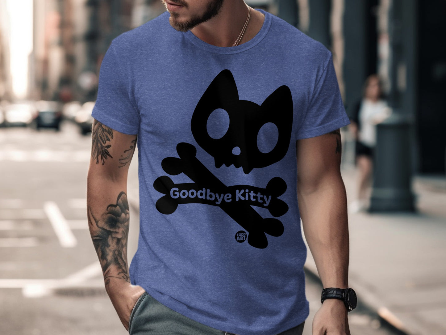 Goodbye Kitty Skull and Crossbones Graphic Shirt