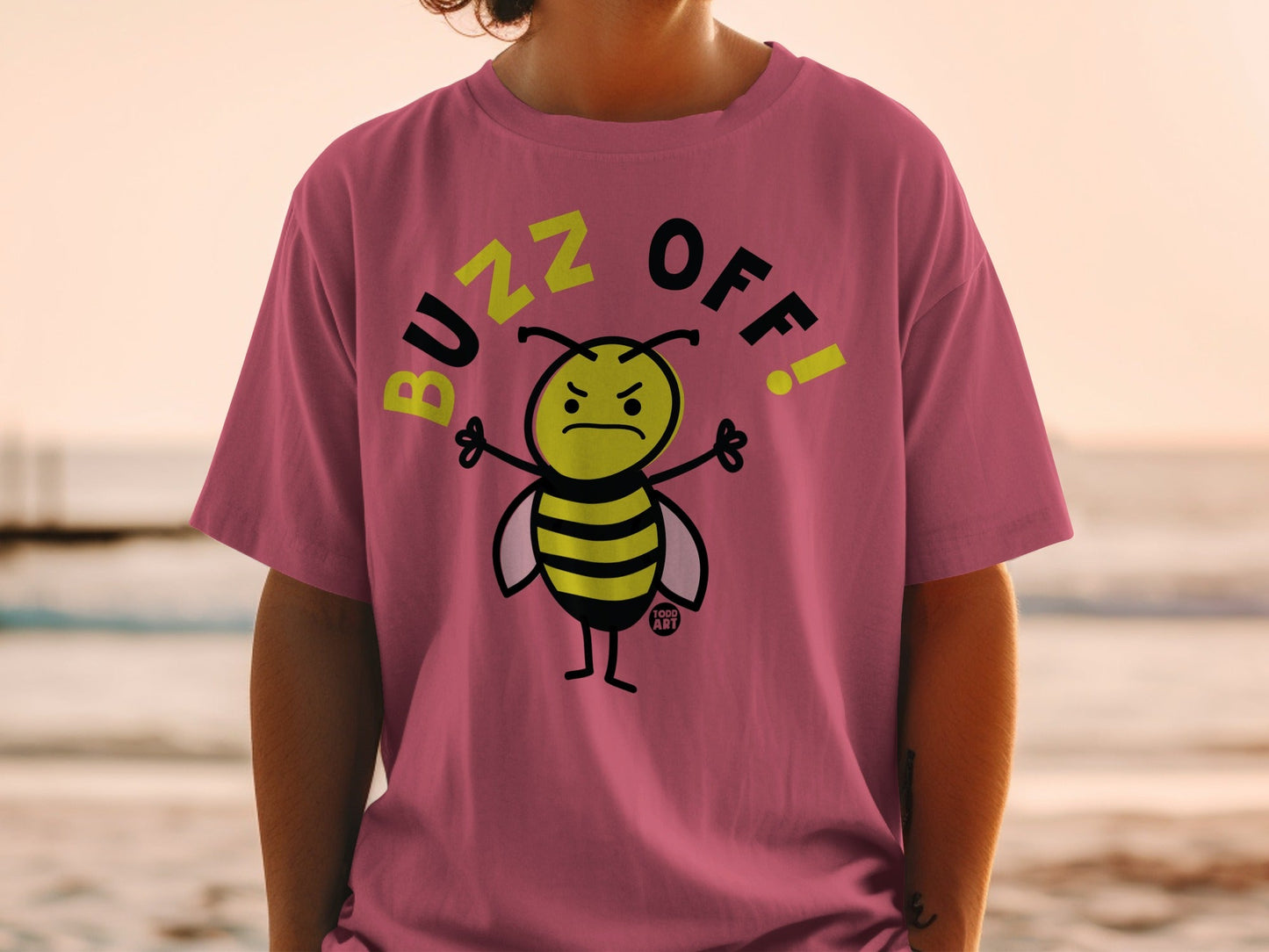 Buzz Off Angry Bee Graphic Tee Shirt
