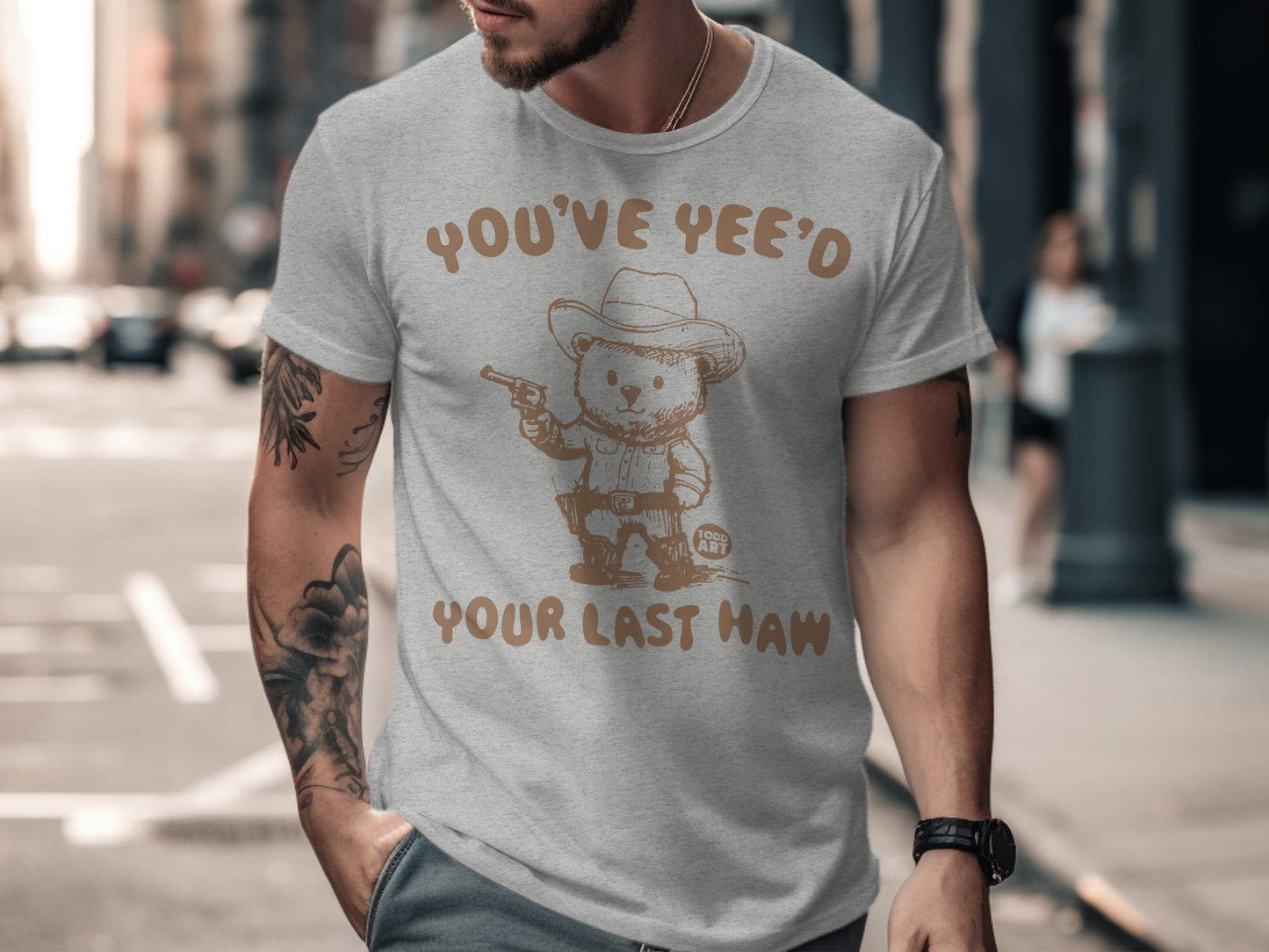 Cowboy Teddy Graphic Tee with Western Theme