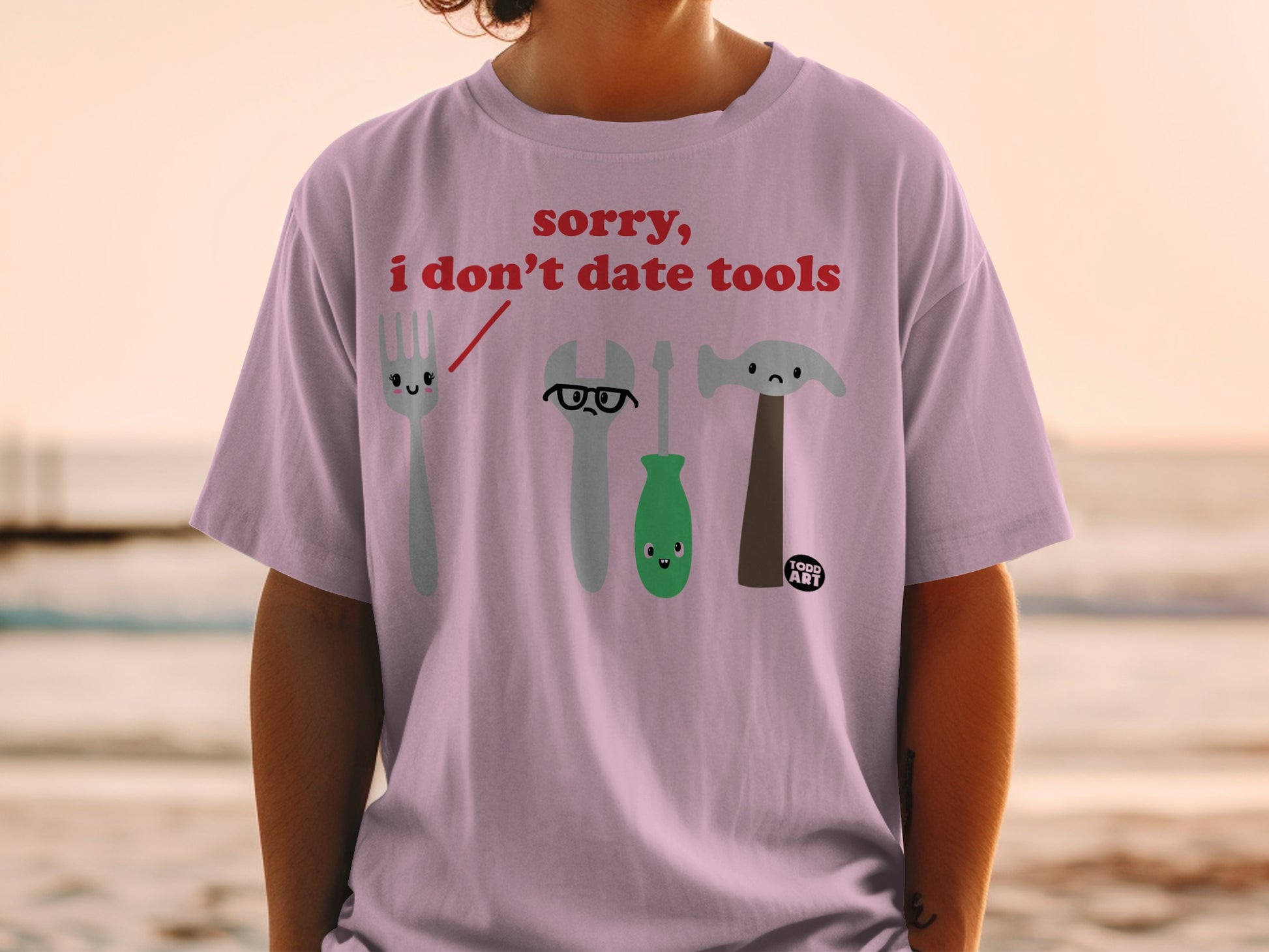 Sorry I don't date tools cartoon light purple product type