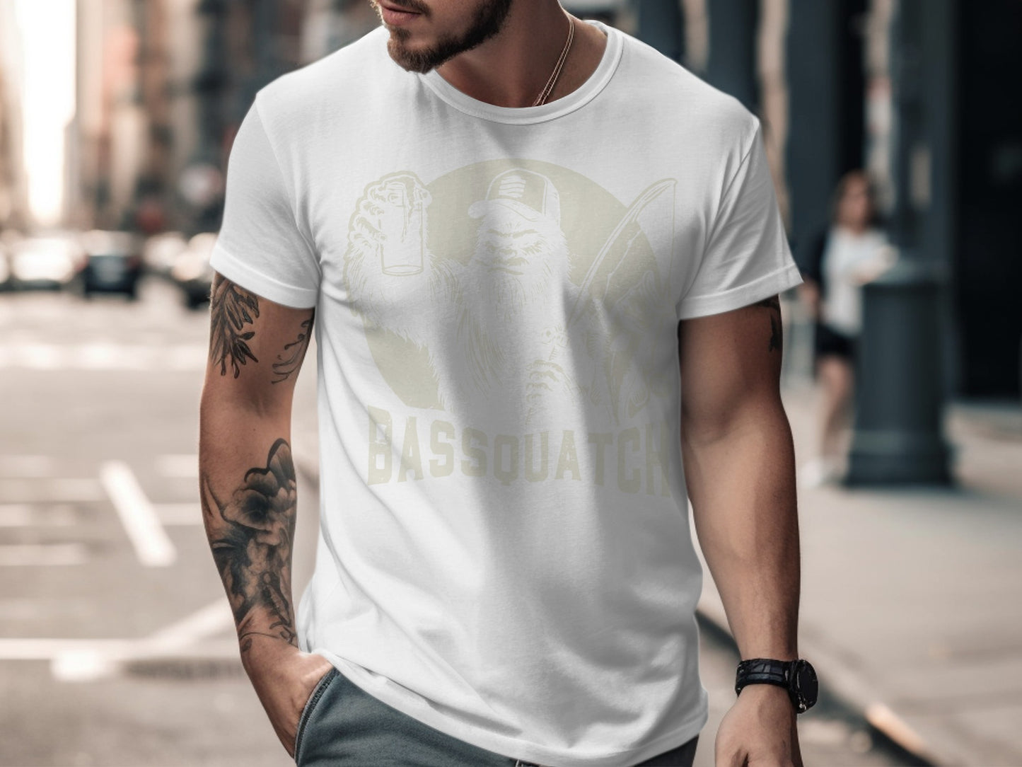 Bassquatch Graphic Print Funny Men's T-Shirt