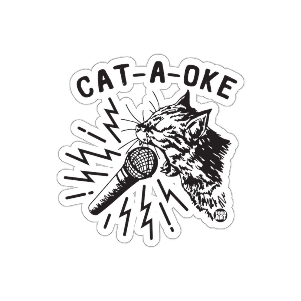 Fun Cat A Oke Design Sing Into the Microphone sticker