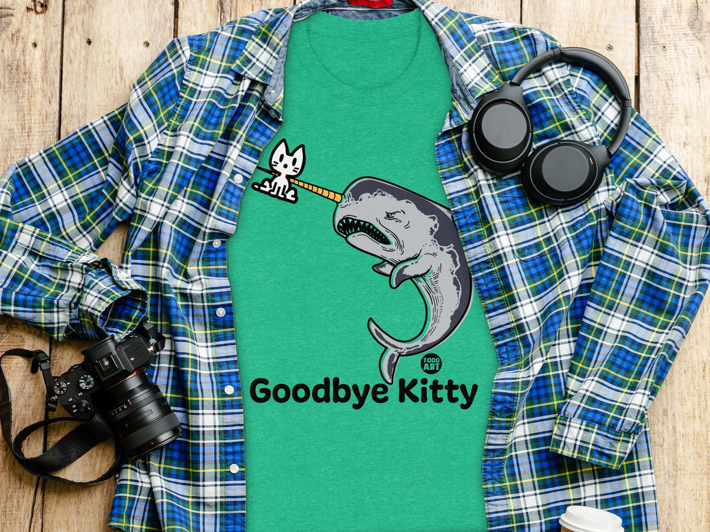 Funny Goodbye Kitty Dinosaur Graphic Tee