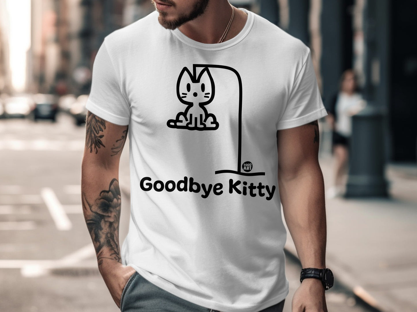 Goodbye Kitty Graphic White Casual Tee