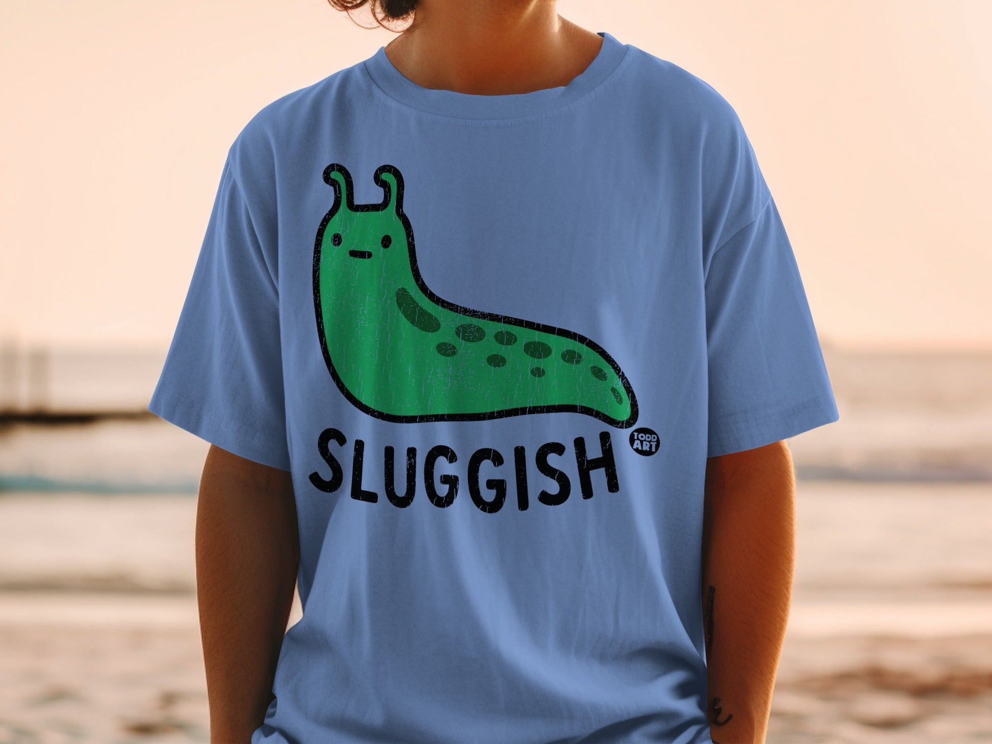 Sluggish Green Slug Graphic Art Funny T-Shirt