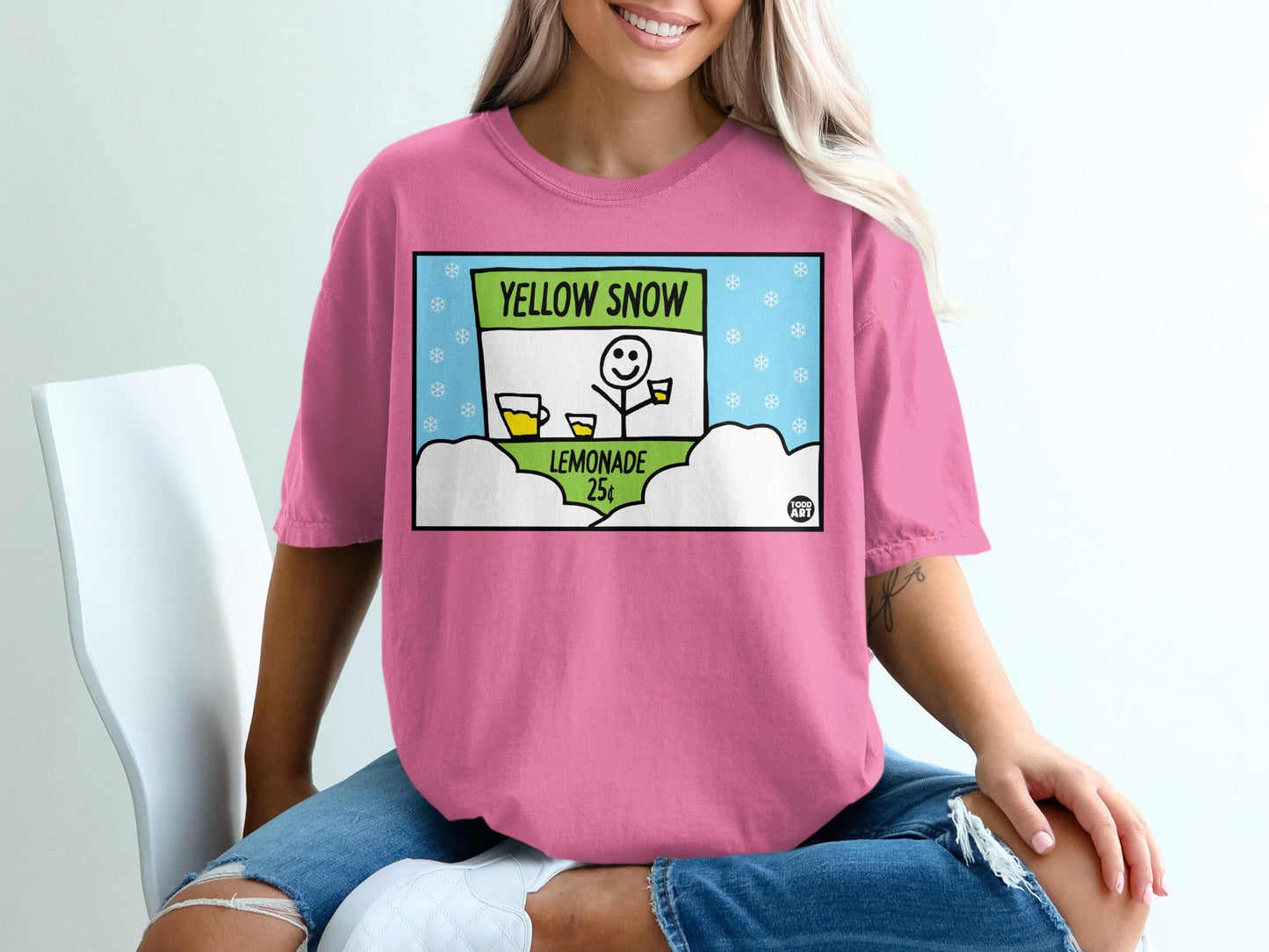 Funny Yellow Snow Lemonade Stand Cartoon T-shirt