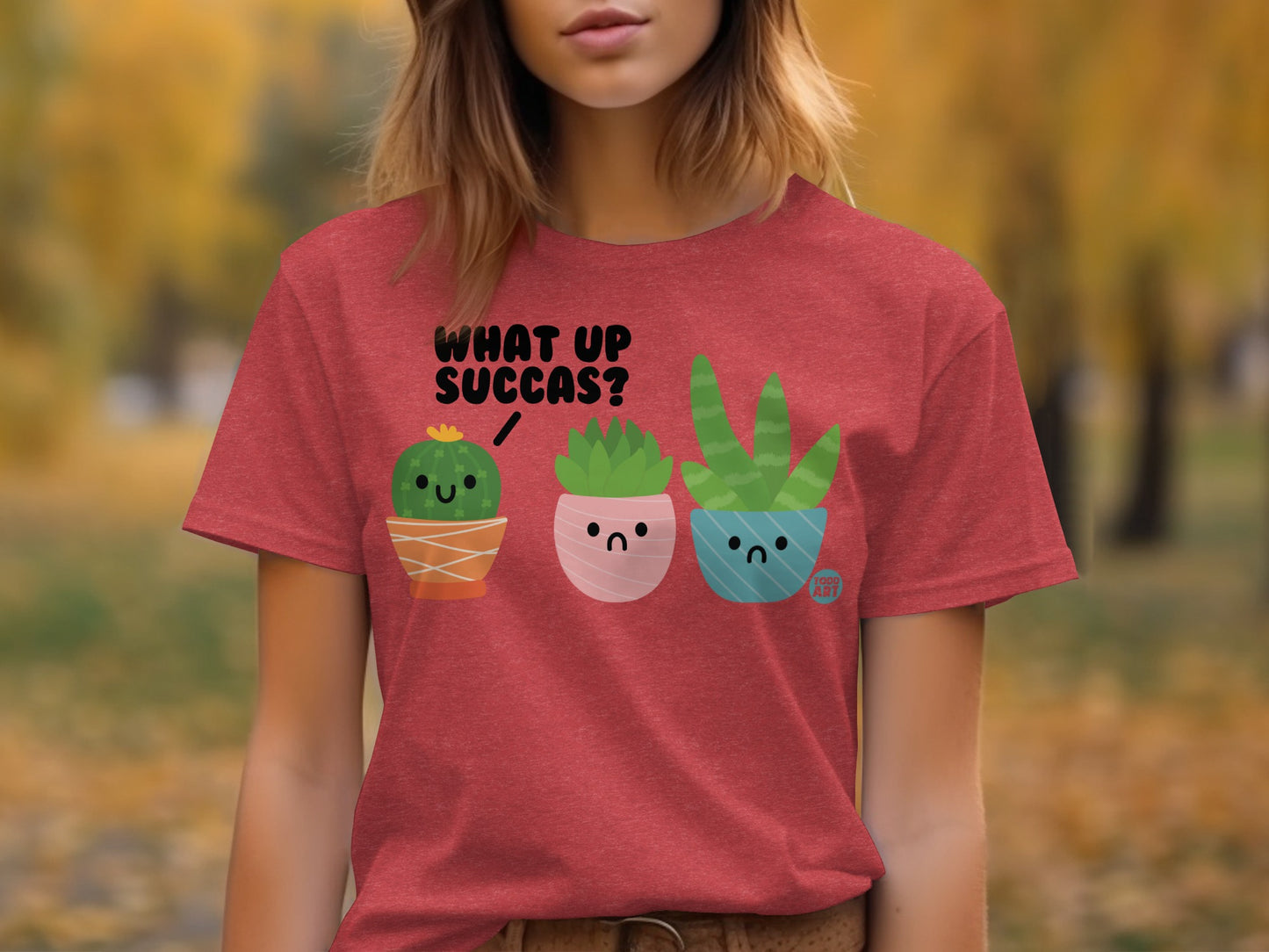 What Up Succas Cute Succulent Design Graphic Tee