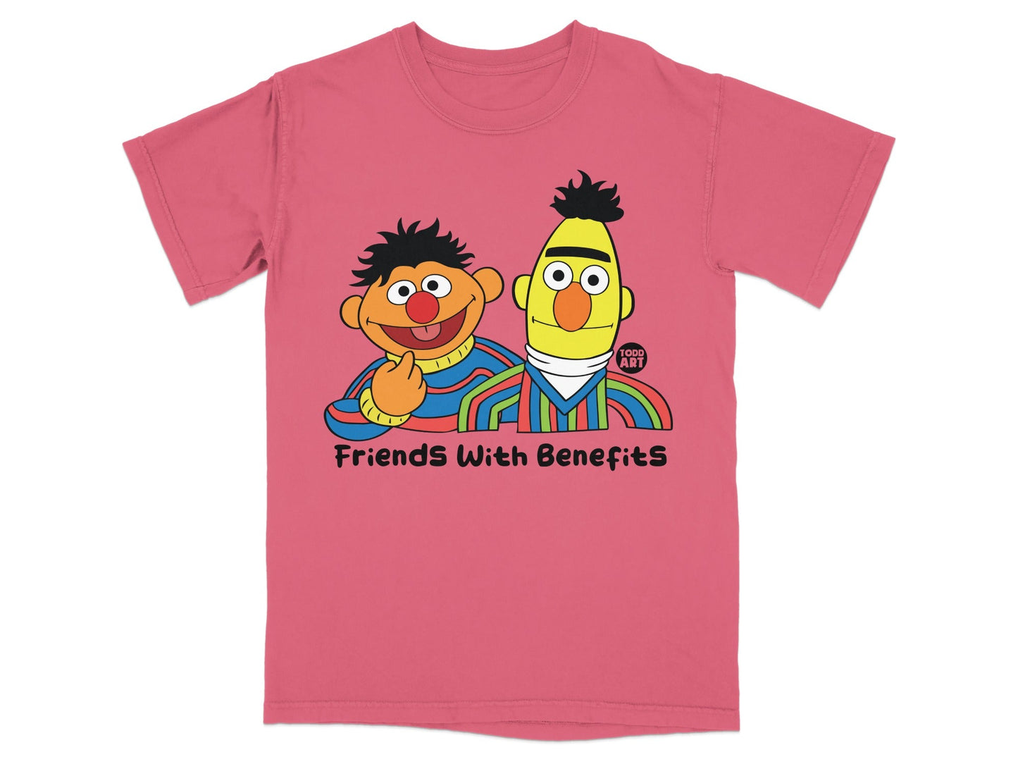 Ernie and Bert from Sesame Street T-shirt with "Friends With Benefits" text.