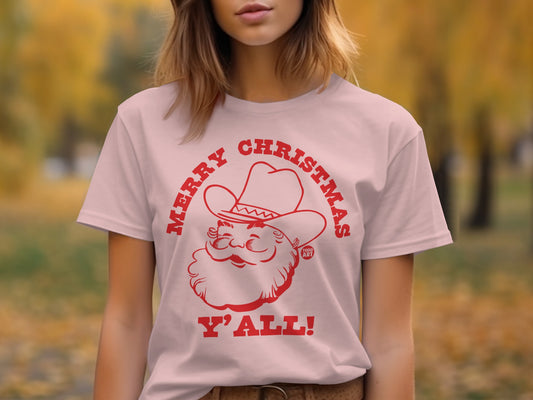 Merry Christmas Y'all Santa Cowboy Graphic Tee product