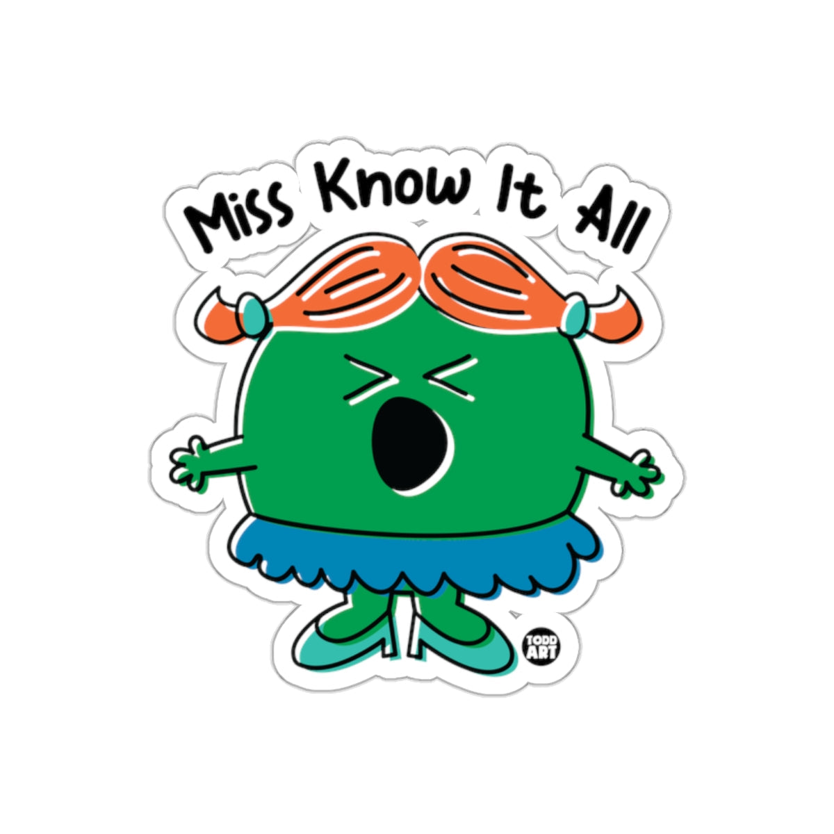 Miss Know It All Funny Character Sticker Decal