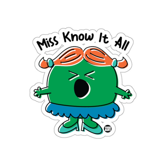 Miss Know It All Funny Character Sticker Decal