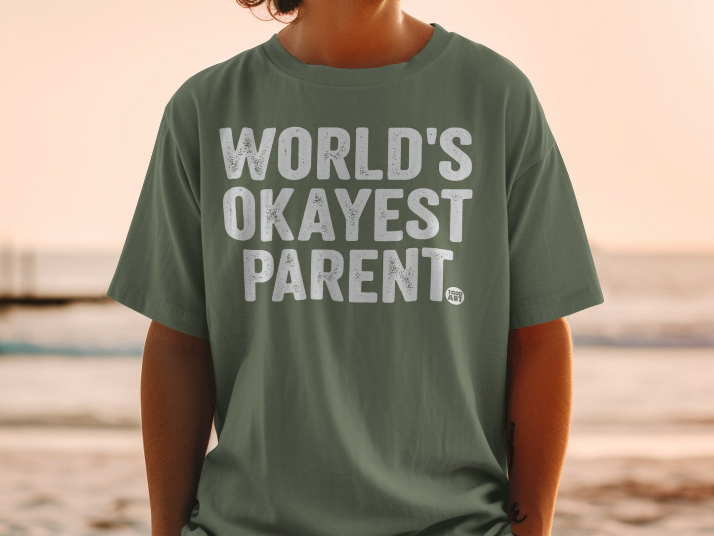 World's Okayest Parent Printed Graphic Tee Shirt