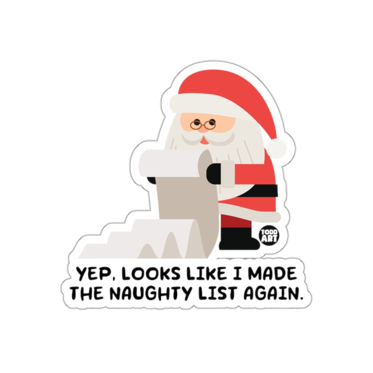 Santa Naughty List Funny Christmas Sticker