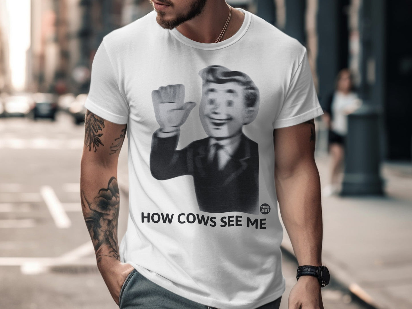 Funny How Cows See Me Retro Graphic T-Shirt