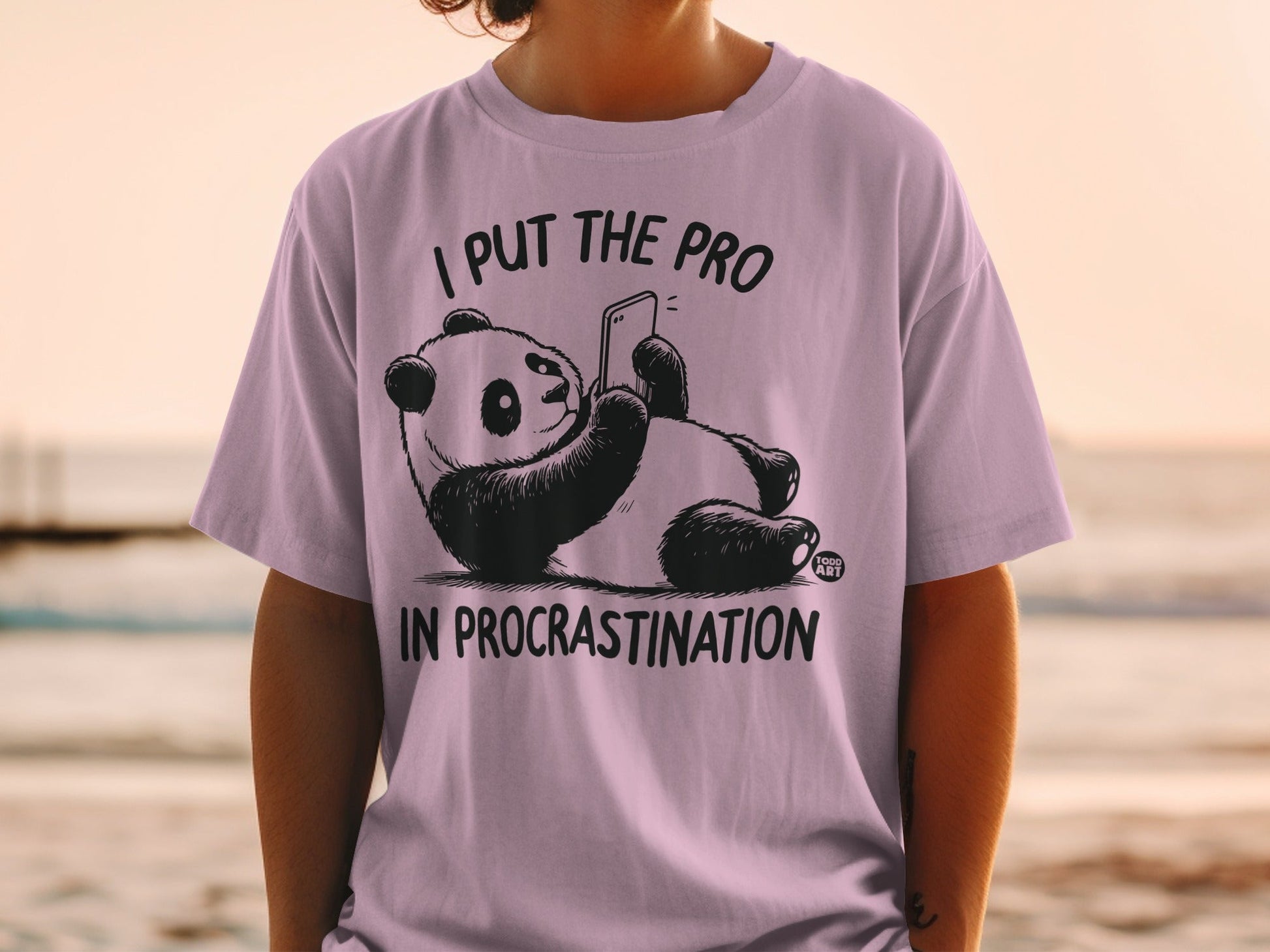 Funny Panda Procrastination Tee Shirt for Casual Days
