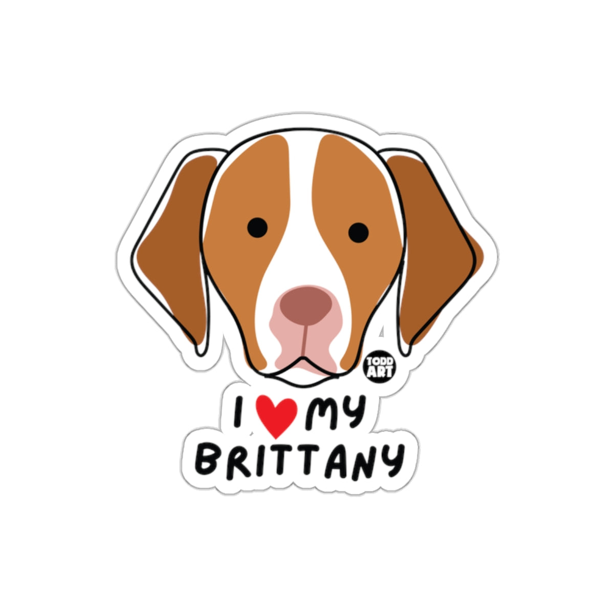 I Love My Brittany Dog Breed Cute Cartoon Sticker
