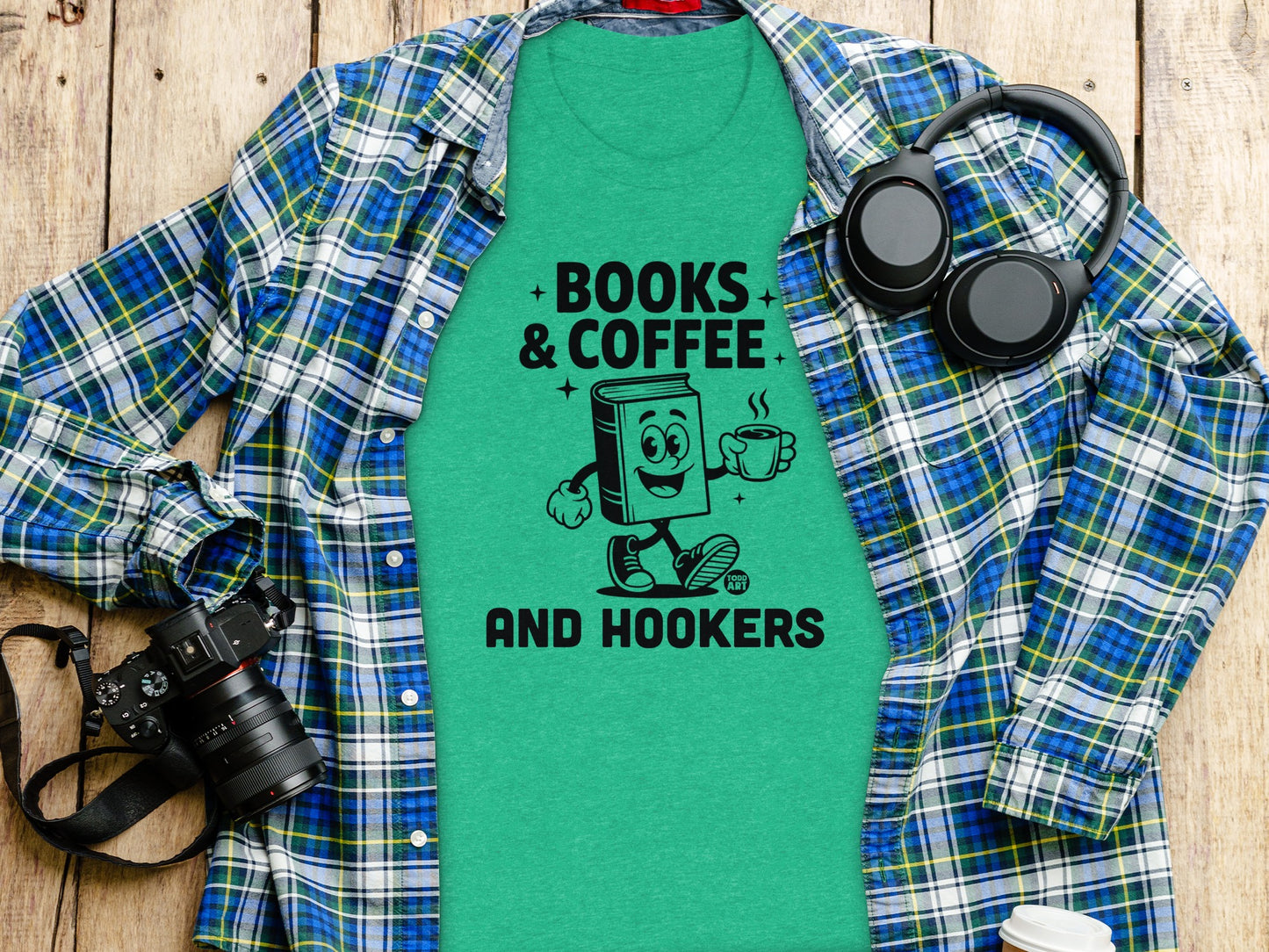 Books Coffee and Hookers Graphic Tee for Enthusiasts