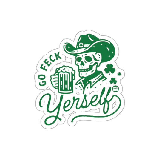 Go Feck Yerself Irish Skull Cowboy Hat Beer sticker