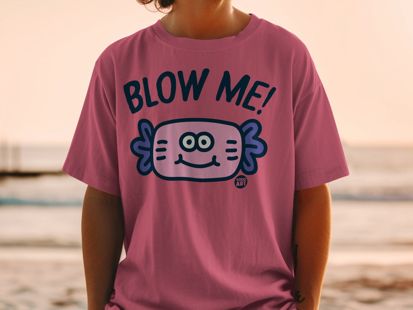 Blow Me! Funny Cartoon Axolotl Graphic T-Shirt