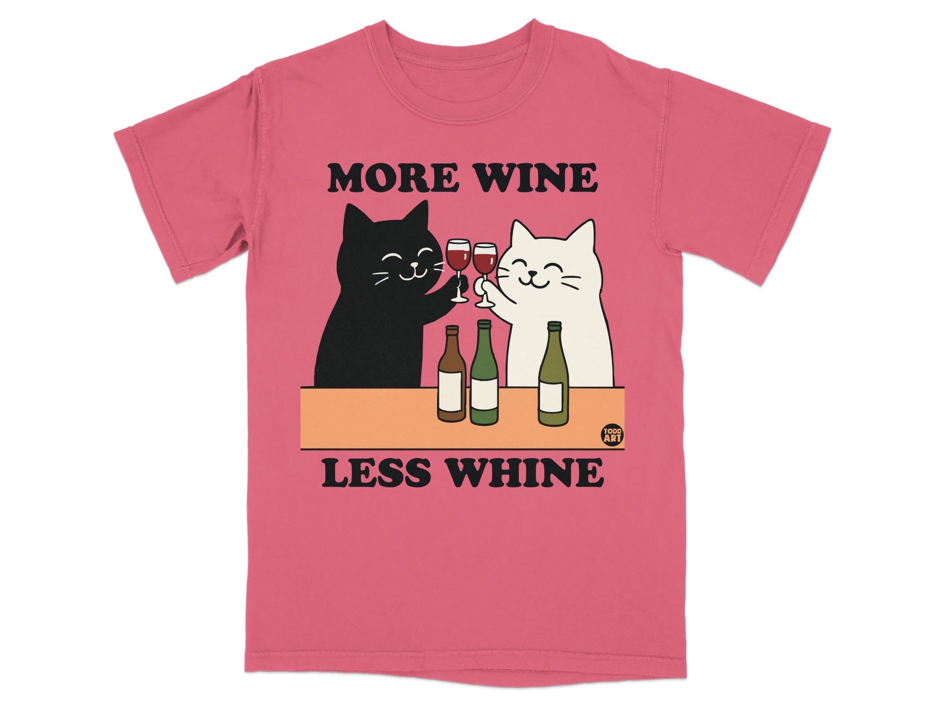 More Wine Less Whine Funny Cat T-shirt