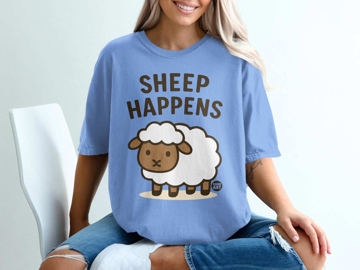 Sheep Happens Cute and Funny Graphic Shirt Product