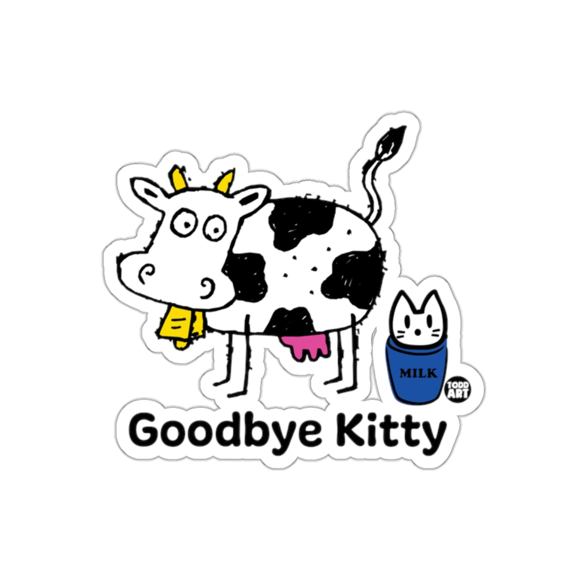 Goodbye Kitty Funny Cow and Cat Sticker