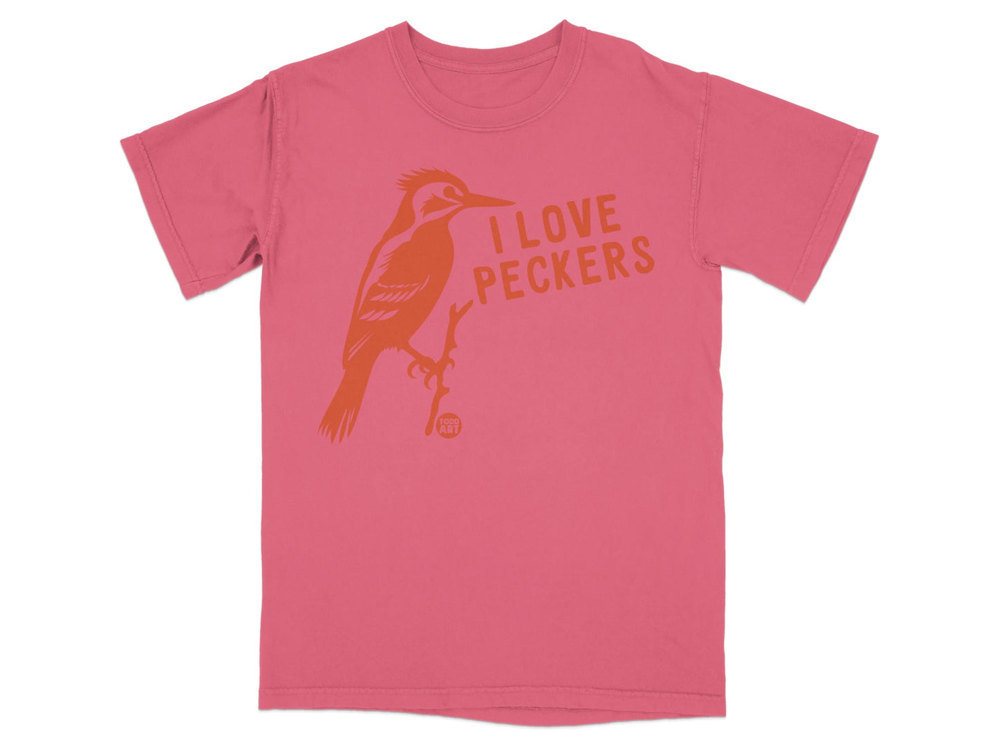 I Love Peckers Bird Graphic Print Pink T-shirt