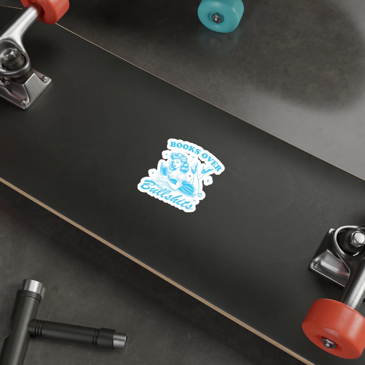 Books Over Bullshit Sticker Skateboard Deck