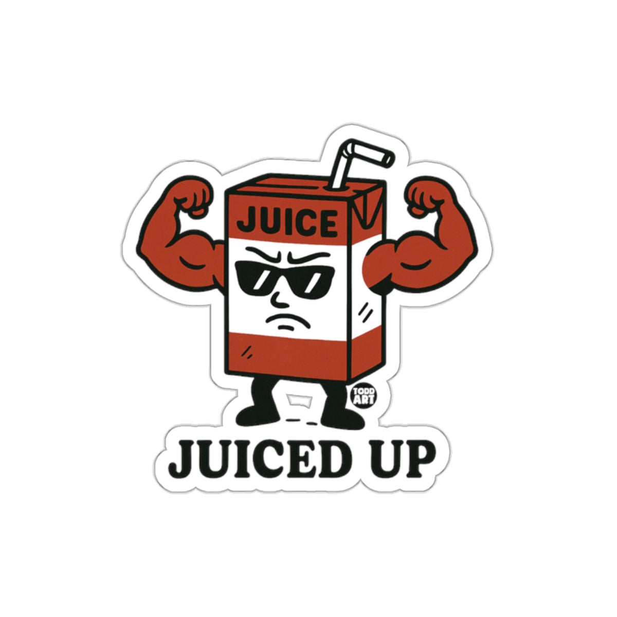 Juiced Up Sticker Featuring Muscle Juice Box Design