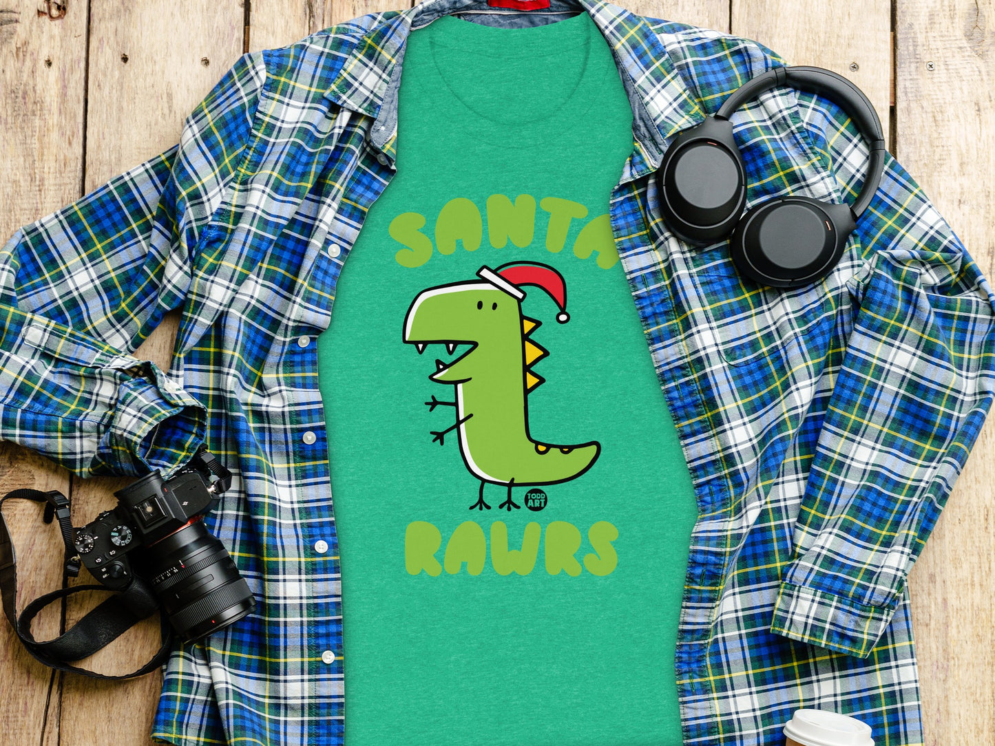 Santa Draws Dinosaur Graphic T-Shirt product type