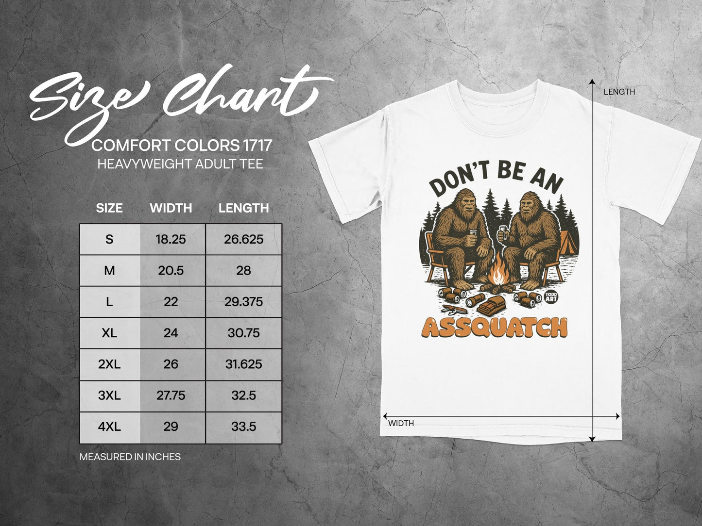 Don't Be An Assquatch Heavyweight Adult Tee
