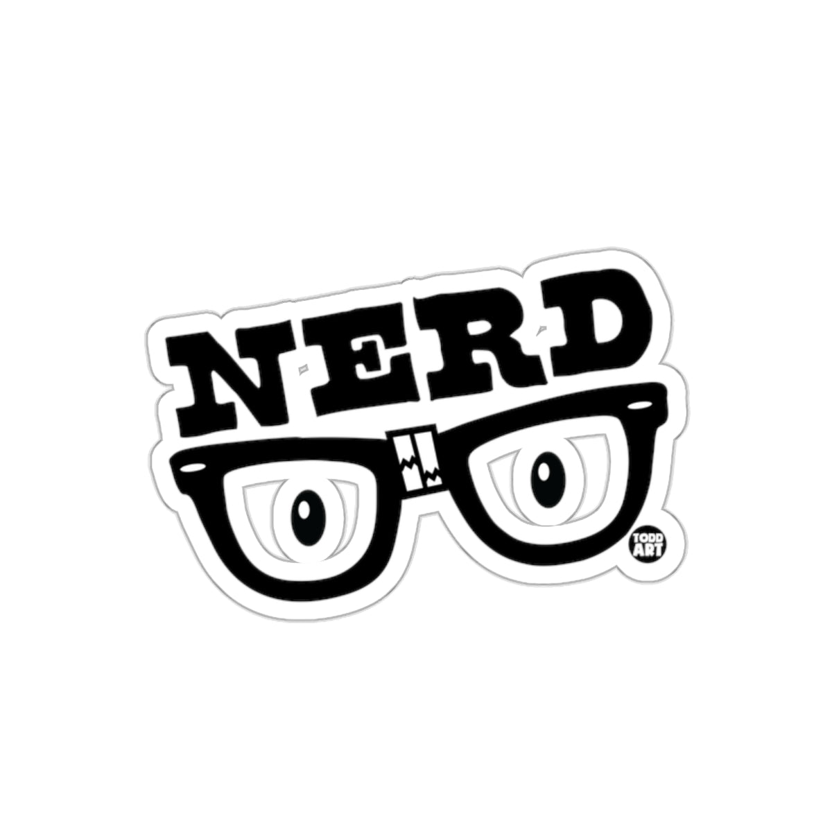 Nerd Typography with Glasses Todd Art Design sticker