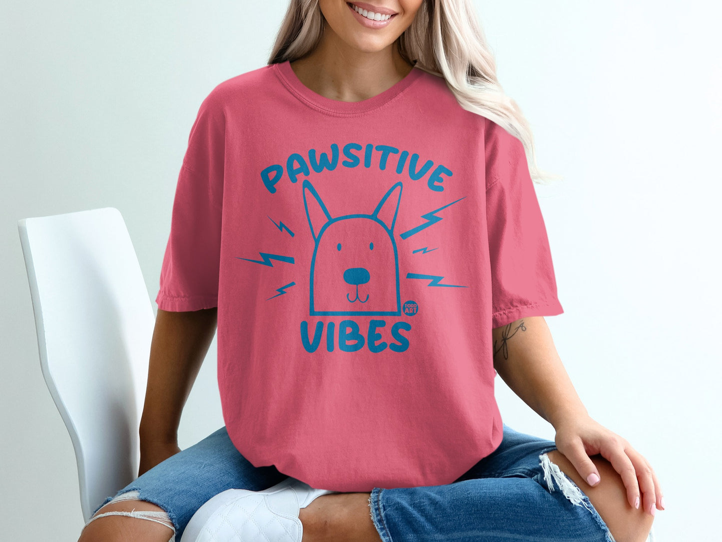 Pawsitive Vibes Cute Dog Graphic Tee Shirt