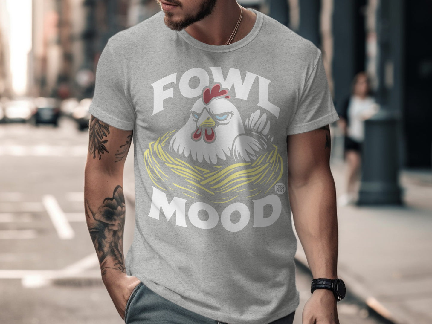 Funny Fowl Mood Chicken Graphic T-Shirt for Adults