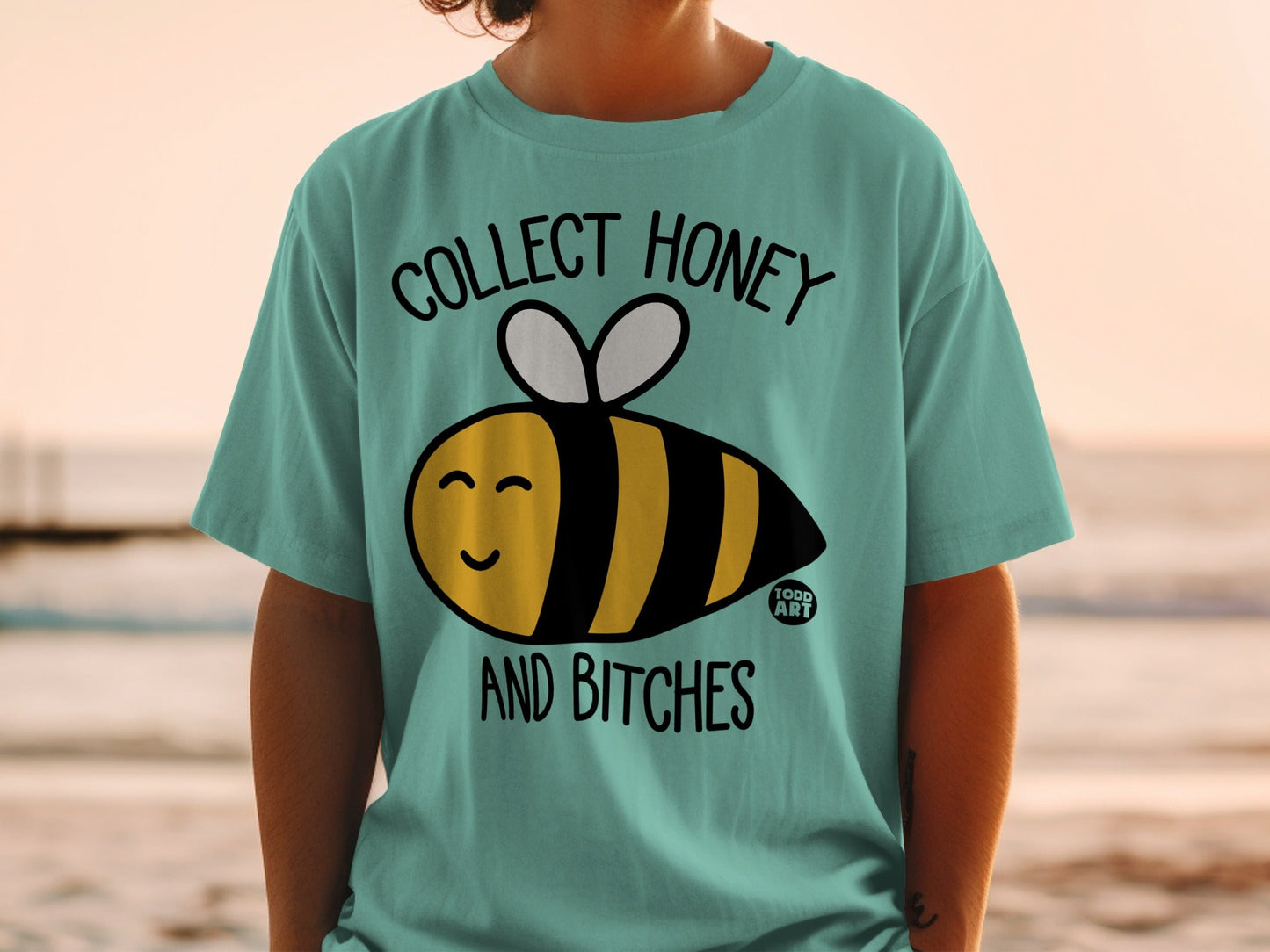 Collect Honey and Bitches Bee Shirt Fun Graphic Tee