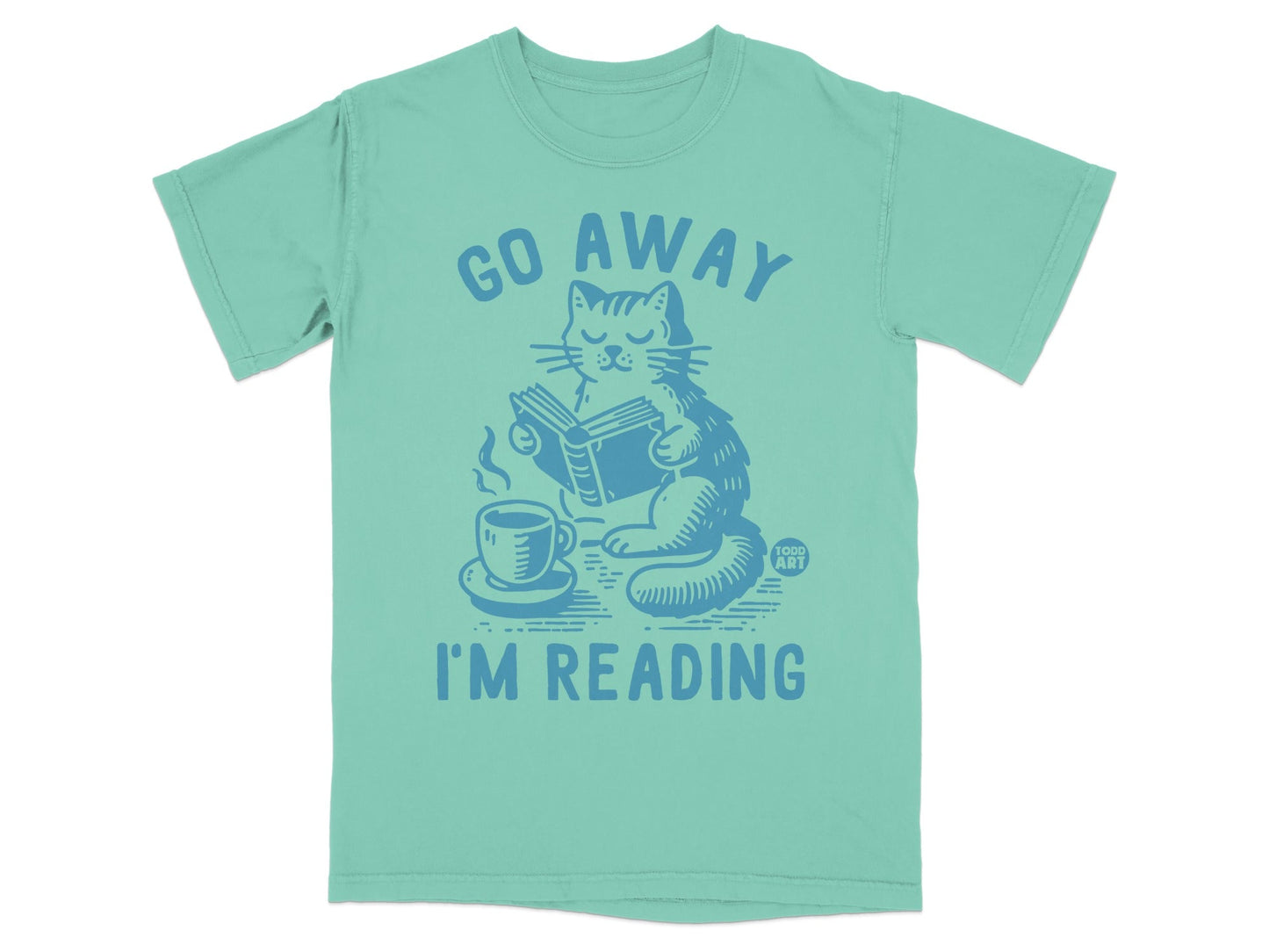 Go Away I'm Reading Cat with Coffee T-shirt