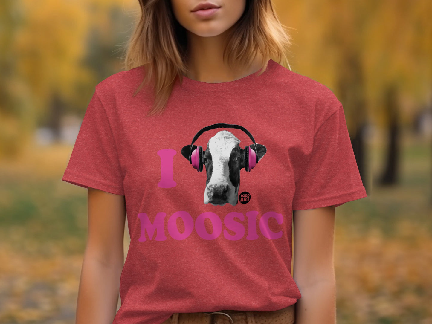 I Moosic Cow with Headphones Graphic T-Shirt