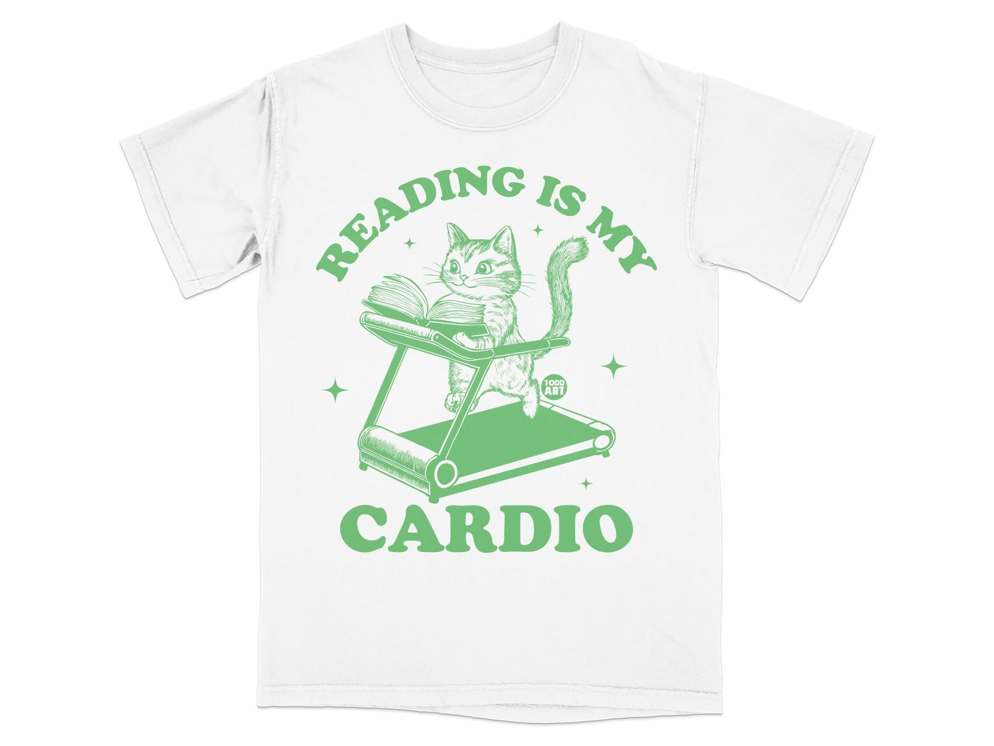 Reading Is My Cardio Cat on Treadmill Graphic Tee