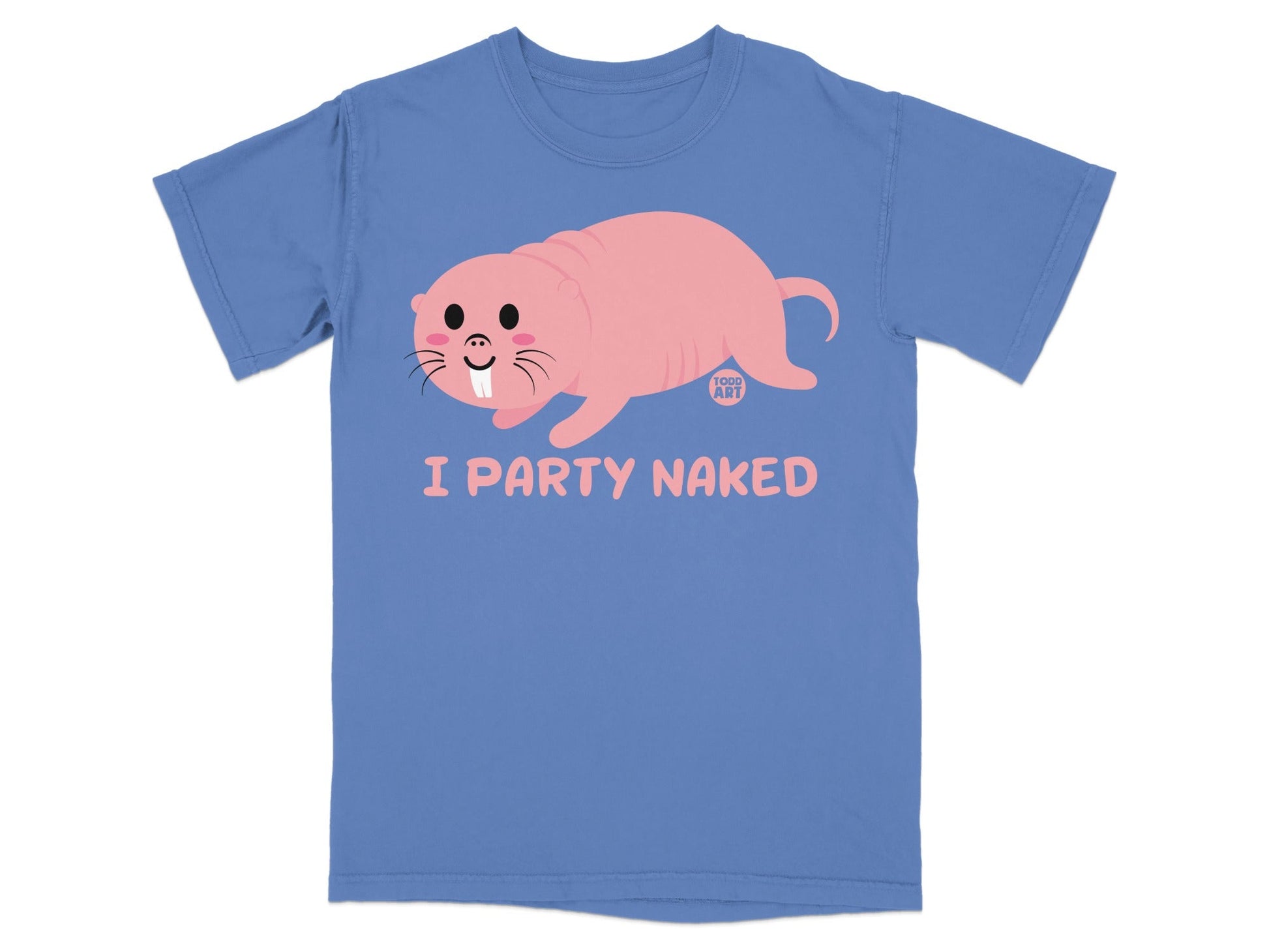 Funny Pink Cartoon Animal I Party Naked T-Shirt