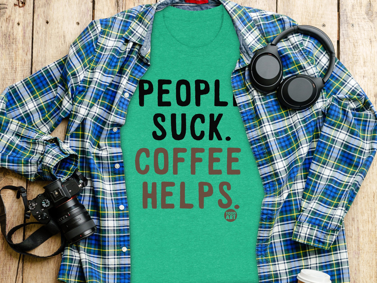 People Suck Coffee Helps Graphic T-Shirt for Coffee Lovers