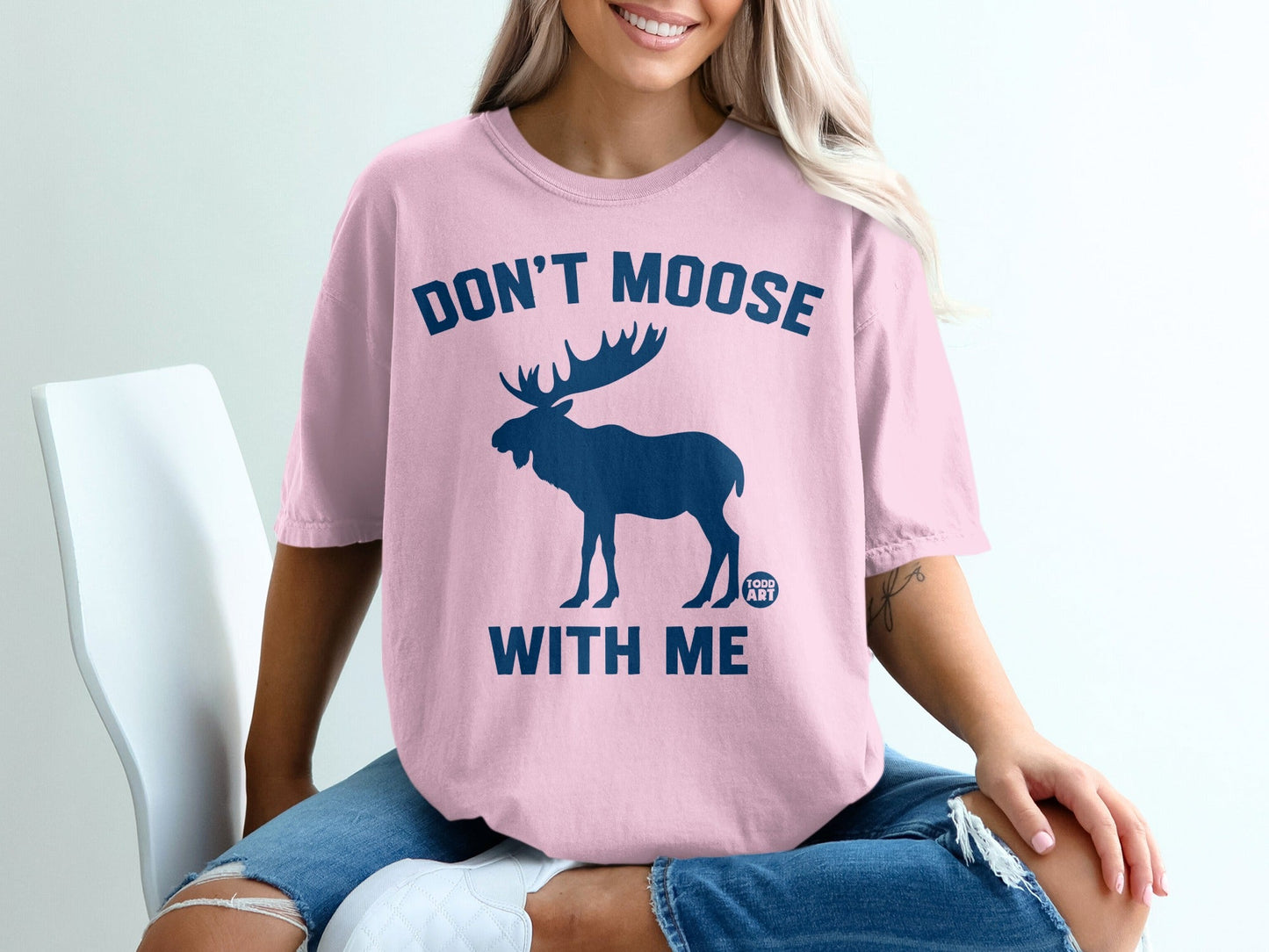 Funny Don't Moose With Me Graphic Print Shirt