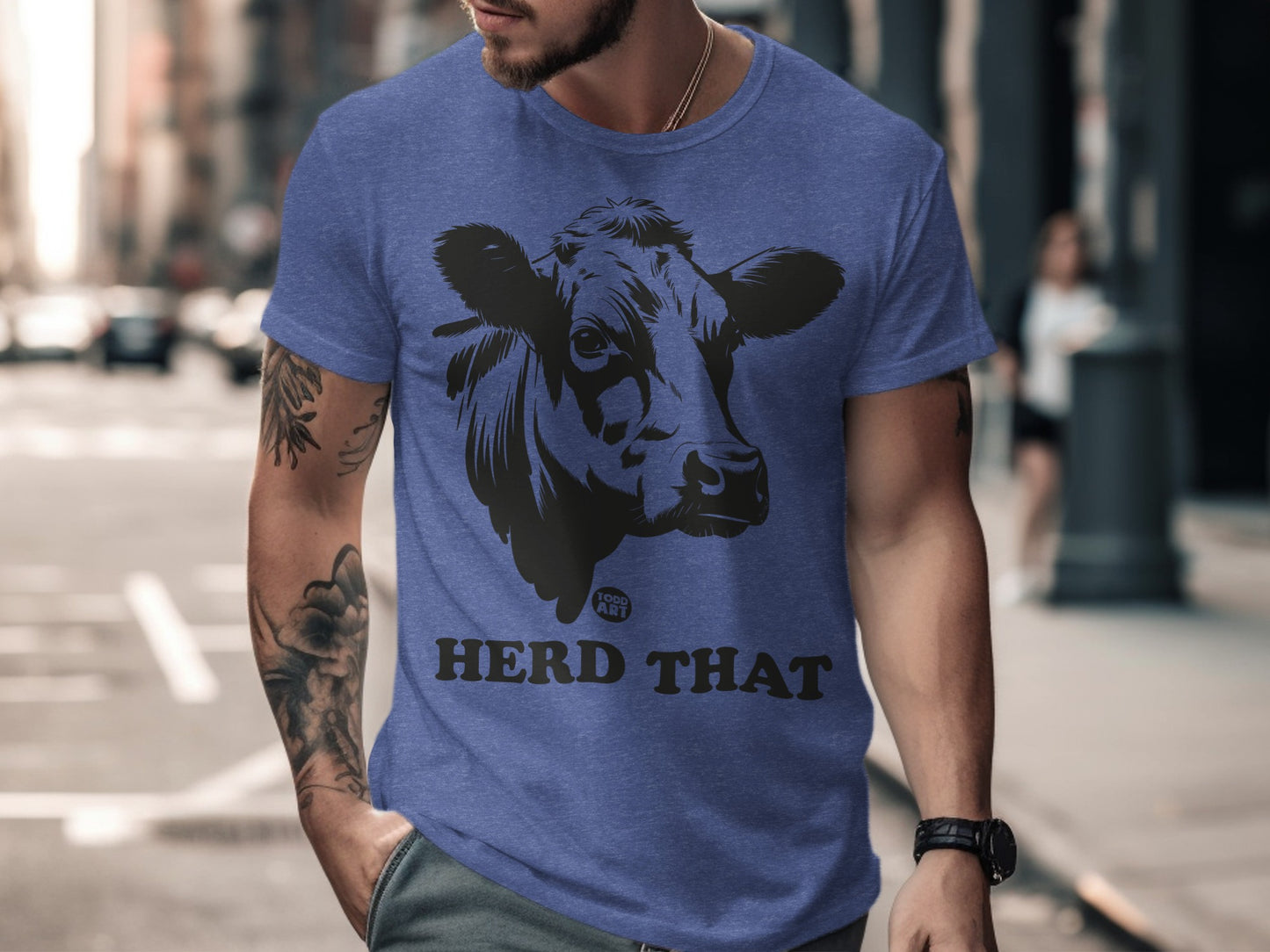 Herd That Funny Cow Graphic Print T-shirt for Casual Wear