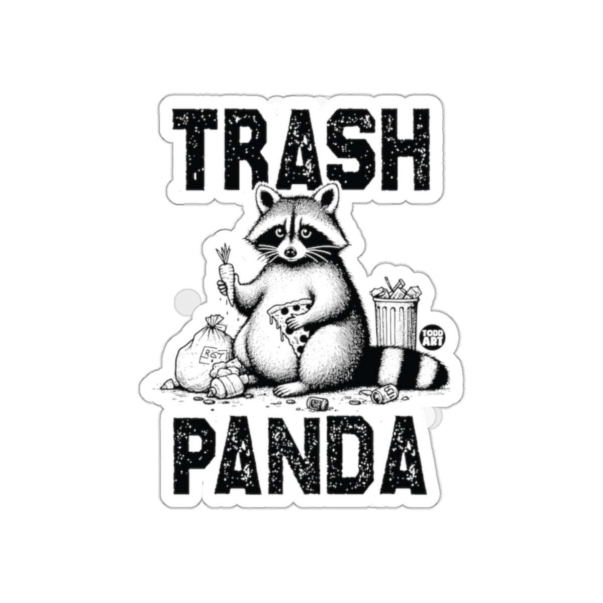 Trash Panda Cute Raccoon with Pizza and Carrot sticker