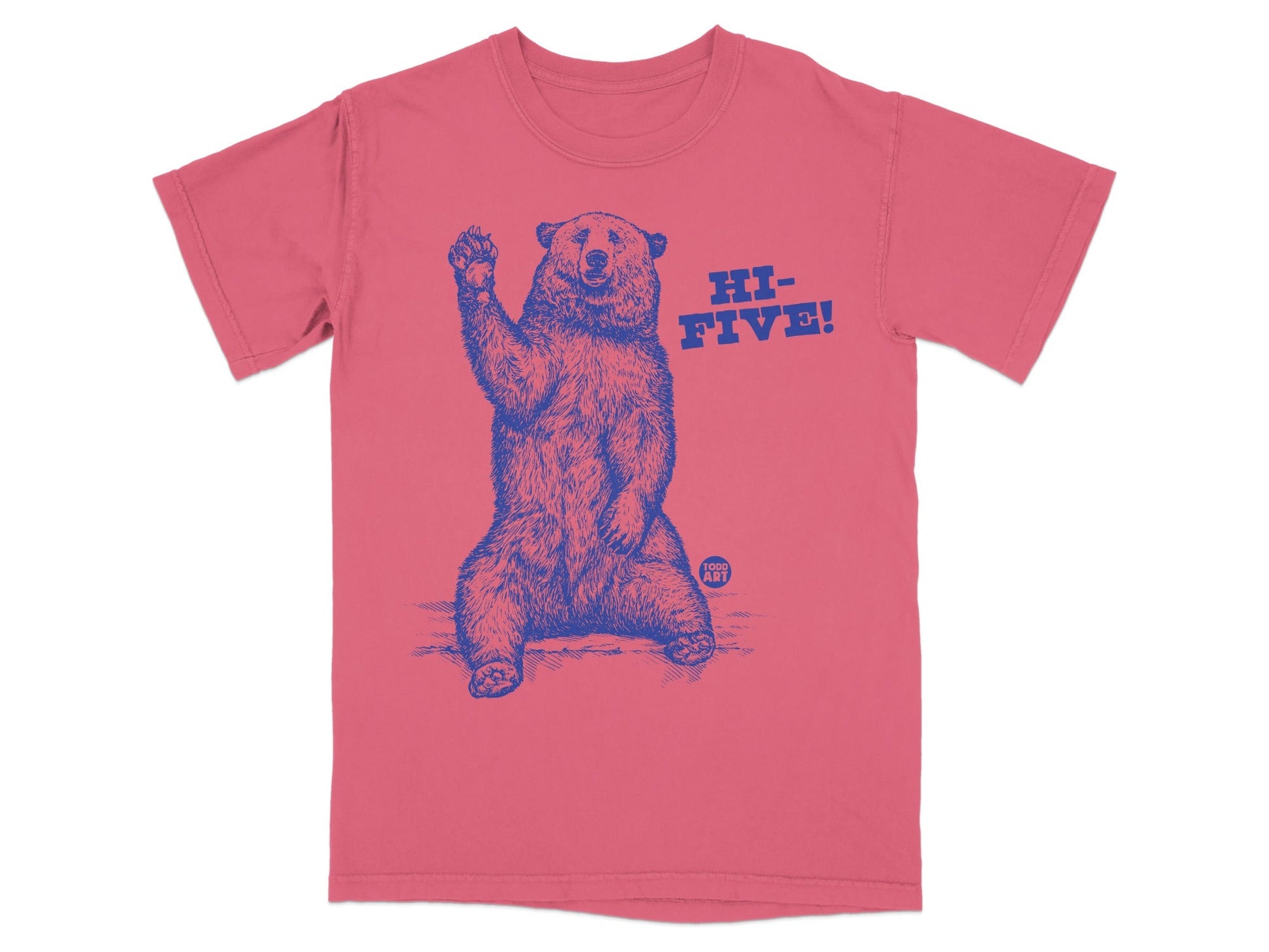 Bear Giving High-Five Graphic Pink T-Shirt Product