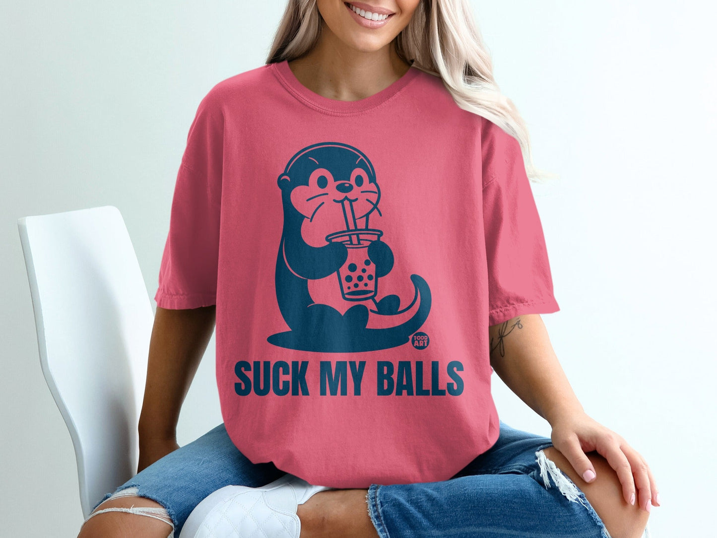 Suck My Balls Otter Graphic Tee Shirt for Fun Casual Wear